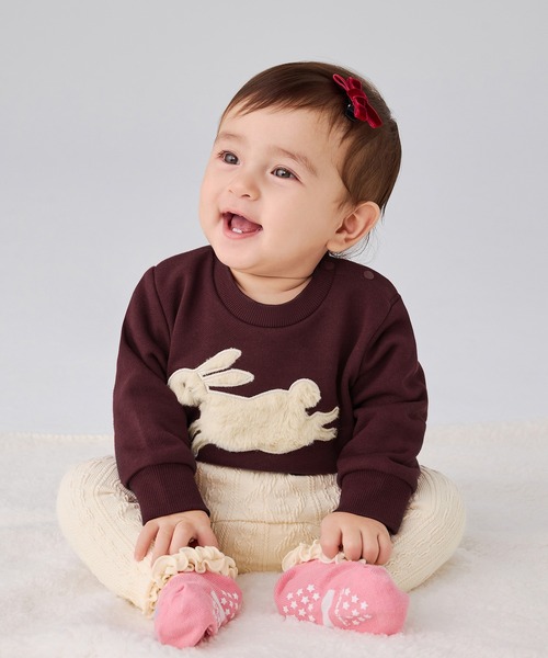 combimini（コンビミニ）の「ケーブルジャカードラップレギンス（その他パンツ・キッズ・スモークピンク/アイボリー・80/70）」の3枚目の写真