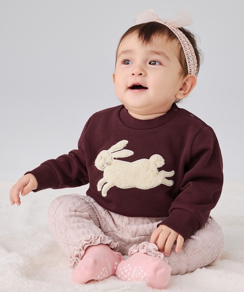 combimini（コンビミニ）の「ケーブルジャカードラップレギンス（その他パンツ・キッズ・スモークピンク/アイボリー・80/70）」の4枚目の写真