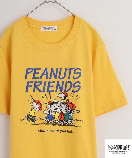 PEANUTS(ピーナッツ)の「PEANUTS 天竺コミック風プリントTシャツ(Tシャツ/カットソー・メンズ・ライトカーキ/アイボリー/ホワイト系/ダークブルー/ライトパープル/レモンイエロー・M/L/LL)」の6枚目の写真