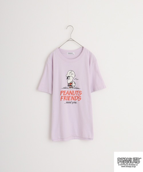 PEANUTS(ピーナッツ)の「PEANUTS 天竺コミック風プリントTシャツ(Tシャツ/カットソー・メンズ・ライトカーキ/アイボリー/ホワイト系/ダークブルー/ライトパープル/レモンイエロー・M/L/LL)」の10枚目の写真