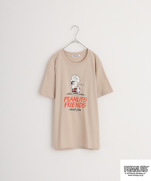 PEANUTS(ピーナッツ)の「PEANUTS 天竺コミック風プリントTシャツ(Tシャツ/カットソー・メンズ・ライトカーキ/アイボリー/ホワイト系/ダークブルー/ライトパープル/レモンイエロー・M/L/LL)」の13枚目の写真
