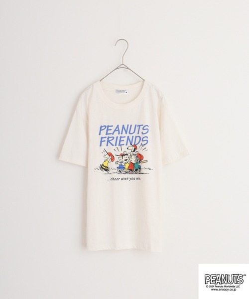 PEANUTS(ピーナッツ)の「PEANUTS 天竺コミック風プリントTシャツ(Tシャツ/カットソー・メンズ・ライトカーキ/アイボリー/ホワイト系/ダークブルー/ライトパープル/レモンイエロー・M/L/LL)」の12枚目の写真