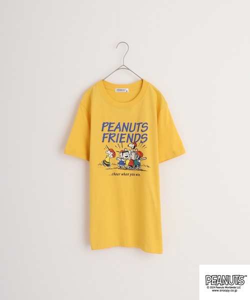 PEANUTS(ピーナッツ)の「PEANUTS 天竺コミック風プリントTシャツ(Tシャツ/カットソー・メンズ・ライトカーキ/アイボリー/ホワイト系/ダークブルー/ライトパープル/レモンイエロー・M/L/LL)」の9枚目の写真
