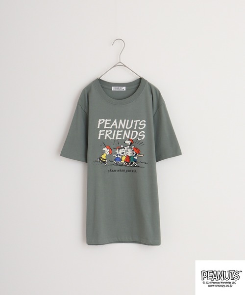 PEANUTS(ピーナッツ)の「PEANUTS 天竺コミック風プリントTシャツ(Tシャツ/カットソー・メンズ・ライトカーキ/アイボリー/ホワイト系/ダークブルー/ライトパープル/レモンイエロー・M/L/LL)」の8枚目の写真