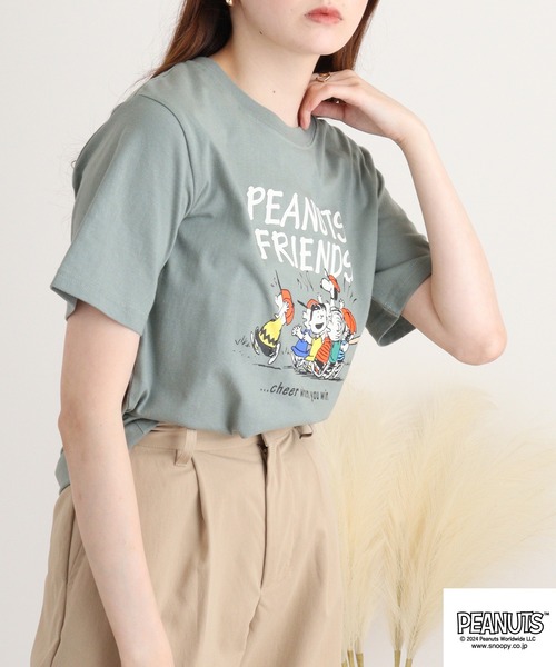 PEANUTS(ピーナッツ)の「PEANUTS 天竺コミック風プリントTシャツ(Tシャツ/カットソー・メンズ・ライトカーキ/アイボリー/ホワイト系/ダークブルー/ライトパープル/レモンイエロー・M/L/LL)」の18枚目の写真
