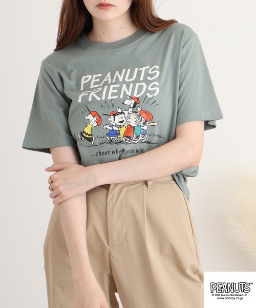 PEANUTS(ピーナッツ)の「PEANUTS 天竺コミック風プリントTシャツ(Tシャツ/カットソー・メンズ・ライトカーキ/アイボリー/ホワイト系/ダークブルー/ライトパープル/レモンイエロー・M/L/LL)」の20枚目の写真
