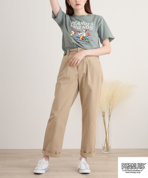 PEANUTS(ピーナッツ)の「PEANUTS 天竺コミック風プリントTシャツ(Tシャツ/カットソー・メンズ・ライトカーキ/アイボリー/ホワイト系/ダークブルー/ライトパープル/レモンイエロー・M/L/LL)」の21枚目の写真