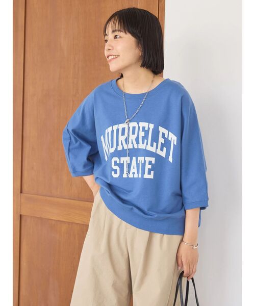 AMERICAN HOLIC（アメリカンホリック）の「7分袖ドルマンミニ裏毛プルオーバー1（スウェット・レディース・ブルー/ダークネイビー・M/L）」の5枚目の写真