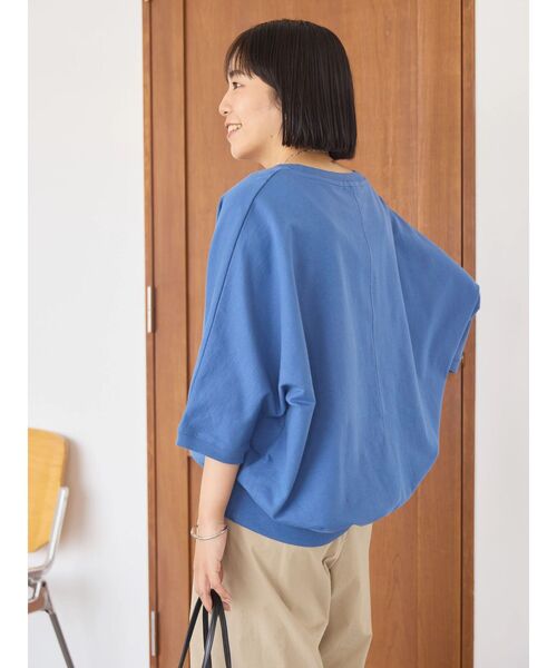 AMERICAN HOLIC（アメリカンホリック）の「7分袖ドルマンミニ裏毛プルオーバー1（スウェット・レディース・ブルー/ダークネイビー・M/L）」の7枚目の写真