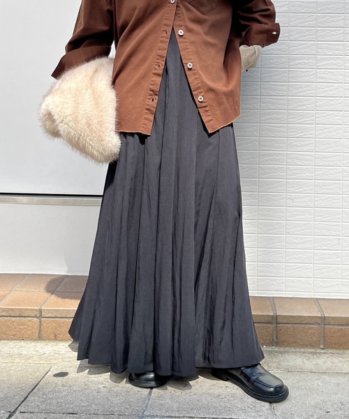 DouDou（ドゥドゥ）の「パネルプリーツスカート（スカート・レディース・チャコールグレー/ブラック/ベージュ/オフホワイト/ボルドー/ブラウン/ライトベージュ・FREE/TM）」の9枚目の写真