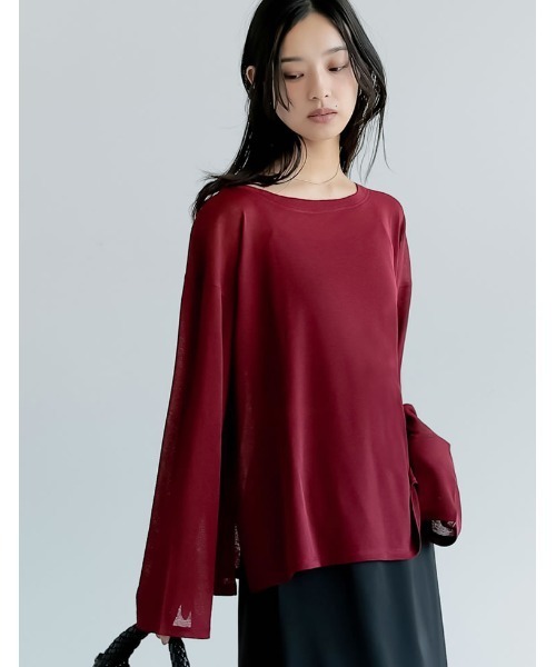 Re:EDIT（リエディ）の「[新色追加]シアーカットソートップス（Tシャツ/カットソー・レディース・モカ/ホワイト/ピンク/グレー/ブラック/イエロー/ネイビー/ボルドー/ミント・MEDIUM/LARGE）」の9枚目の写真