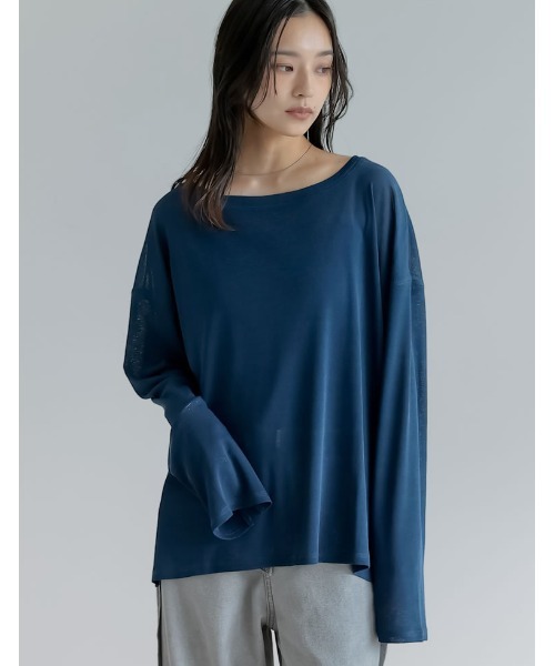 Re:EDIT（リエディ）の「[新色追加]シアーカットソートップス（Tシャツ/カットソー・レディース・モカ/ホワイト/ピンク/グレー/ブラック/イエロー/ネイビー/ボルドー/ミント・MEDIUM/LARGE）」の19枚目の写真