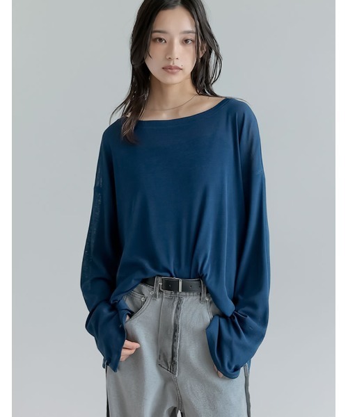 Re:EDIT（リエディ）の「[新色追加]シアーカットソートップス（Tシャツ/カットソー・レディース・モカ/ホワイト/ピンク/グレー/ブラック/イエロー/ネイビー/ボルドー/ミント・MEDIUM/LARGE）」の20枚目の写真