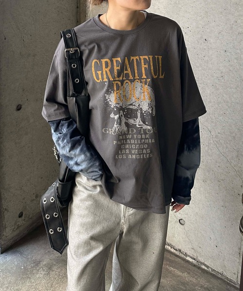 sedacle(セダクル)の「フェイクレイヤードロンT(Tシャツ/カットソー・メンズ・チャコールグレー/アイボリー/ブラック/グレー系その他・SMALL/MEDIUM/LARGE)」の4枚目の写真