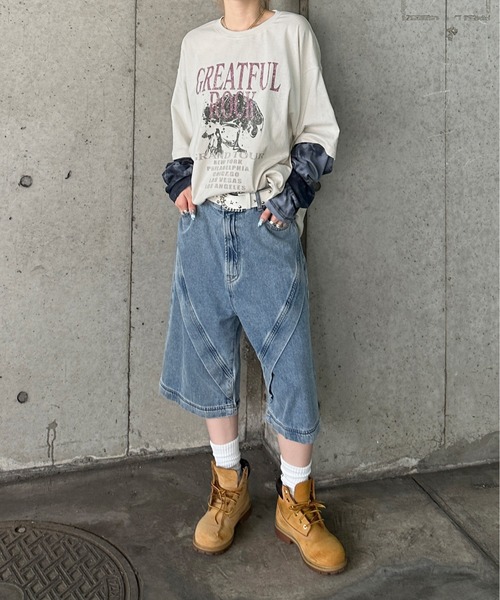 sedacle(セダクル)の「フェイクレイヤードロンT(Tシャツ/カットソー・メンズ・チャコールグレー/アイボリー/ブラック/グレー系その他・SMALL/MEDIUM/LARGE)」の7枚目の写真