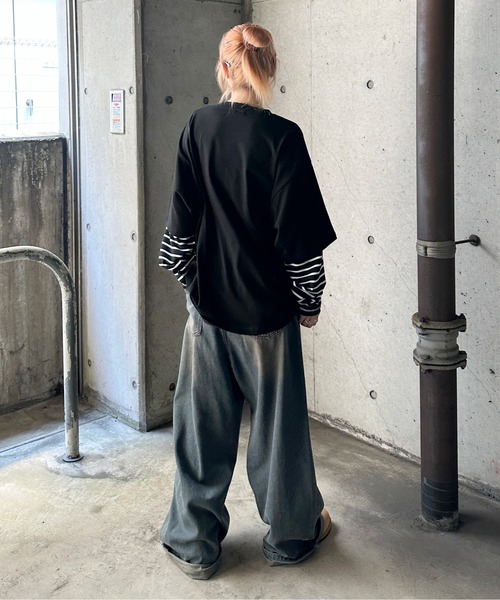 sedacle(セダクル)の「フェイクレイヤードロンT(Tシャツ/カットソー・メンズ・チャコールグレー/アイボリー/ブラック/グレー系その他・SMALL/MEDIUM/LARGE)」の17枚目の写真