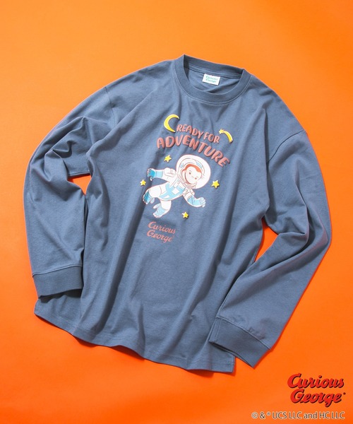 LB/S (エルビーエス)の「【CURIOUS GEORGE/おさるのジョージ】 オリジナルデザイン ロンT ジョージ ドロップショルダー ビッグシルエット ユニセックス(Tシャツ/カットソー・メンズ・グリーン系その他/グレー系その他2/ベージュ系その他/ブルー系その他2・SMALL/LARGE/MEDIUM/X-LARGE)」の4枚目の写真