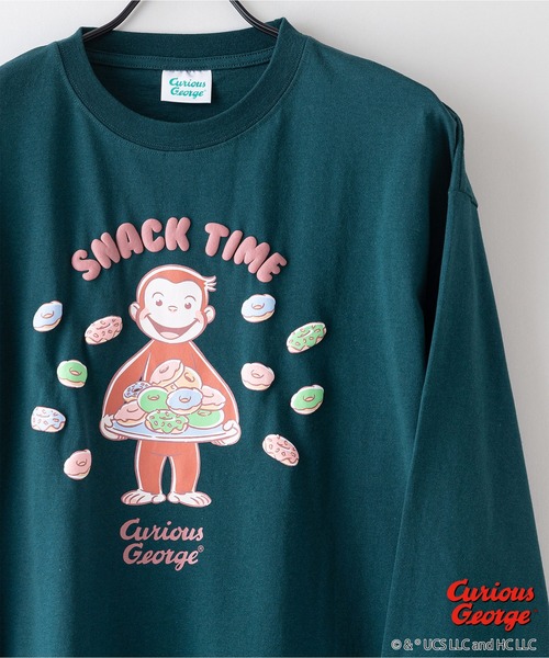 LB/S (エルビーエス)の「【CURIOUS GEORGE/おさるのジョージ】 オリジナルデザイン ロンT ジョージ ドロップショルダー ビッグシルエット ユニセックス(Tシャツ/カットソー・メンズ・グリーン系その他/グレー系その他2/ベージュ系その他/ブルー系その他2・SMALL/LARGE/MEDIUM/X-LARGE)」の5枚目の写真