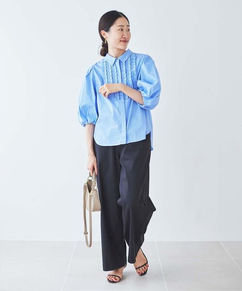 le.coeur blanc（ルクールブラン）の「フロントフリルバルーンスリーブブラウス（シャツ/ブラウス・レディース・オフホワイト/ブルー系その他2・38）」の8枚目の写真