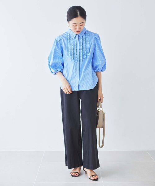 le.coeur blanc（ルクールブラン）の「フロントフリルバルーンスリーブブラウス（シャツ/ブラウス・レディース・オフホワイト/ブルー系その他2・38）」の9枚目の写真