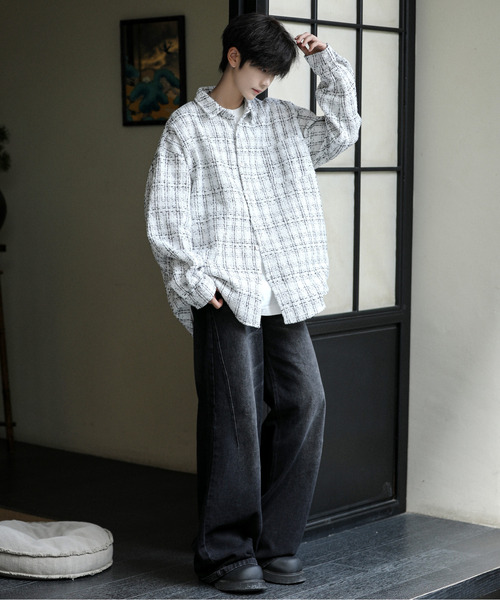 neos（ネオス）の「【neos】ルーズシルエット ツイード チェック ロングスリーブ シャツ ジャケット（シャツ/ブラウス・メンズ・ホワイト/ブラック・LARGE/MEDIUM/X-LARGE）」の11枚目の写真