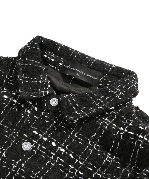 neos（ネオス）の「【neos】ルーズシルエット ツイード チェック ロングスリーブ シャツ ジャケット（シャツ/ブラウス・メンズ・ホワイト/ブラック・LARGE/MEDIUM/X-LARGE）」の16枚目の写真