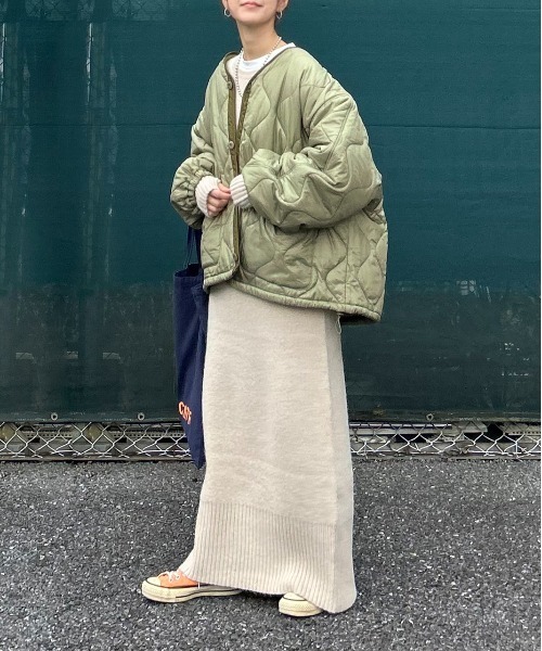 notch.(ノッチ)の「【 notch. by KR 】オーバーキルティングジャケット(ノーカラージャケット・レディース・ブラック/オリーブ・M)」の7枚目の写真