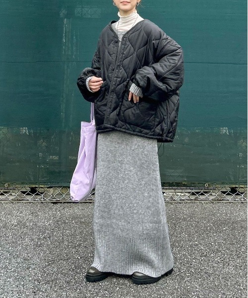 notch.(ノッチ)の「【 notch. by KR 】オーバーキルティングジャケット(ノーカラージャケット・レディース・ブラック/オリーブ・M)」の19枚目の写真