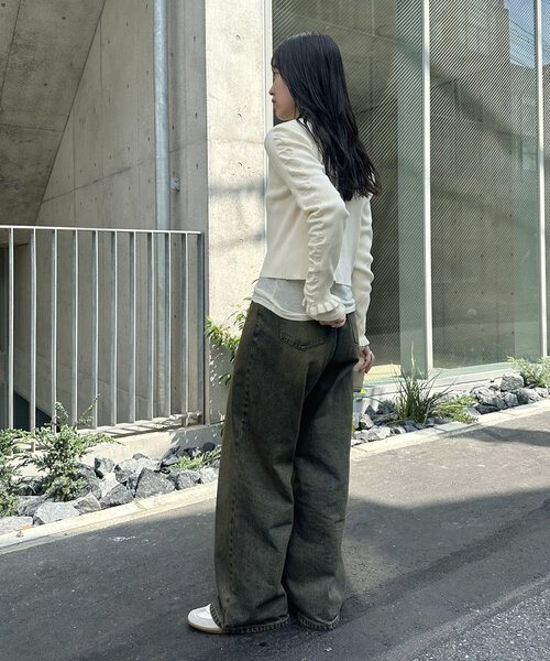 mystic(ミスティック)の「リブニットカーディガン(カーディガン/ボレロ・レディース・オフホワイト/ブラック/ピンク/イエロー/パープル・FREE)」の10枚目の写真