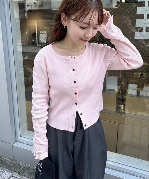 mystic(ミスティック)の「リブニットカーディガン(カーディガン/ボレロ・レディース・オフホワイト/ブラック/ピンク/イエロー/パープル・FREE)」の16枚目の写真