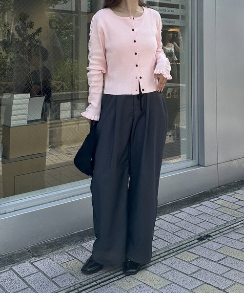 mystic(ミスティック)の「リブニットカーディガン(カーディガン/ボレロ・レディース・オフホワイト/ブラック/ピンク/イエロー/パープル・FREE)」の18枚目の写真