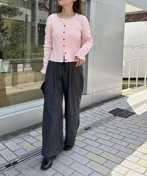 mystic(ミスティック)の「リブニットカーディガン(カーディガン/ボレロ・レディース・オフホワイト/ブラック/ピンク/イエロー/パープル・FREE)」の12枚目の写真