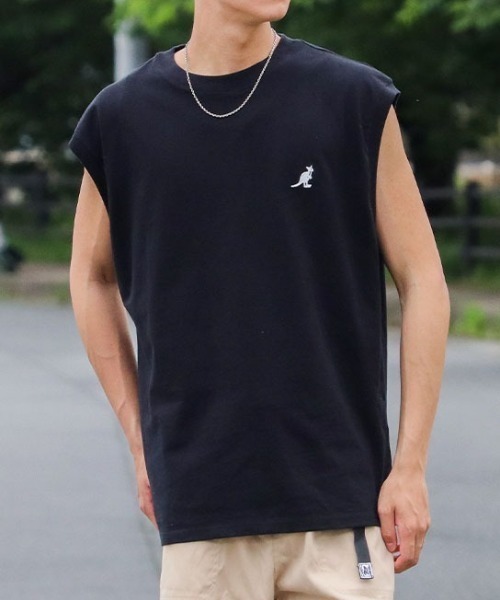 KANGOL(カンゴール)の「『KANGOL』ワンポイント刺繍タンクトップ(Tシャツ/カットソー・メンズ・グレー/グリーン/ブラック/ホワイト・LARGE/MEDIUM)」の3枚目の写真