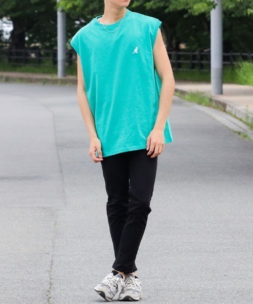 KANGOL(カンゴール)の「『KANGOL』ワンポイント刺繍タンクトップ(Tシャツ/カットソー・メンズ・グレー/グリーン/ブラック/ホワイト・LARGE/MEDIUM)」の6枚目の写真