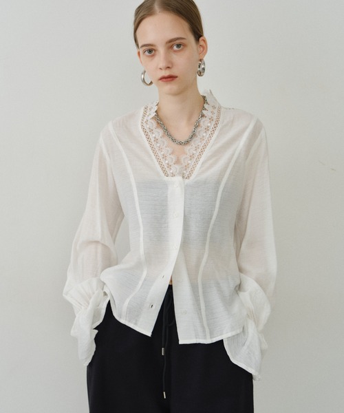 yae Lace blouse / レースブラウス 白 Lace blouse / レースブラウス（シャツ/ブラウス）｜yae（ヤエ