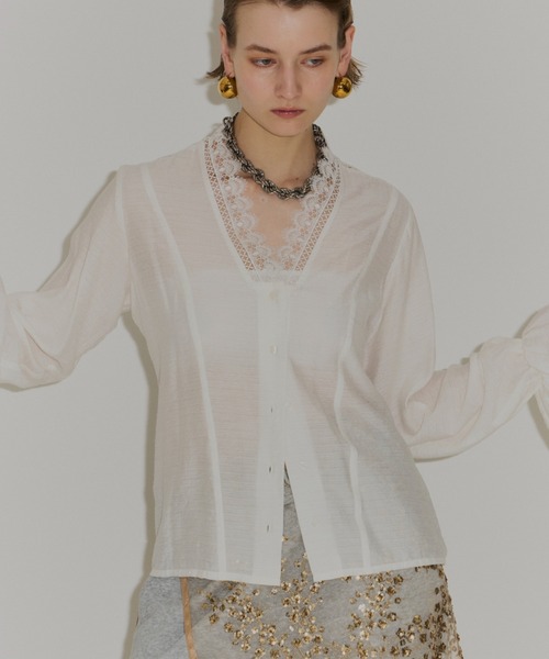 yae Lace blouse / レースブラウス 白 セール】Lace blouse / レースブラウス（シャツ/ブラウス）｜yae