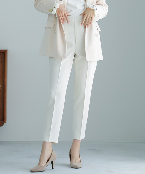 洗濯機で洗える！UVカット！ストレッチ！防シワ！ダブルピケクロス美脚テーパードパンツ（スーツパンツ）｜WHITE JOOLA（ホワイトジョーラ）
