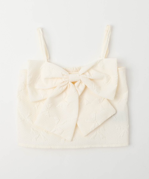 URBAN CHERRY(アーバンチェリー)の「【リボンふくれジャガード】フロントビッグリボンビスチェ(キャミソール・キッズ・アイボリー・110cm/120cm/130cm/140cm/150cm)」の8枚目の写真