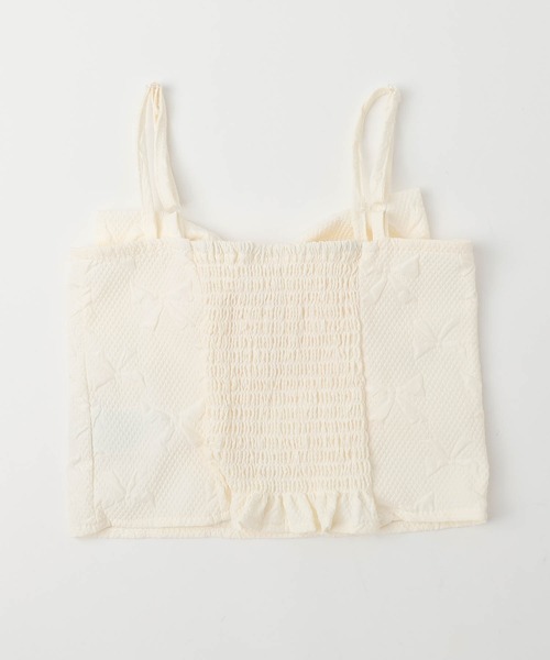 URBAN CHERRY(アーバンチェリー)の「【リボンふくれジャガード】フロントビッグリボンビスチェ(キャミソール・キッズ・アイボリー・110cm/120cm/130cm/140cm/150cm)」の9枚目の写真