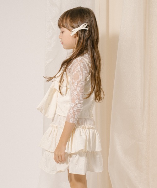URBAN CHERRY(アーバンチェリー)の「【リボンふくれジャガード】フロントビッグリボンビスチェ(キャミソール・キッズ・アイボリー・110cm/120cm/130cm/140cm/150cm)」の10枚目の写真