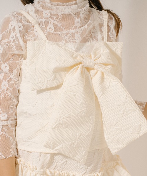 URBAN CHERRY(アーバンチェリー)の「【リボンふくれジャガード】フロントビッグリボンビスチェ(キャミソール・キッズ・アイボリー・110cm/120cm/130cm/140cm/150cm)」の13枚目の写真