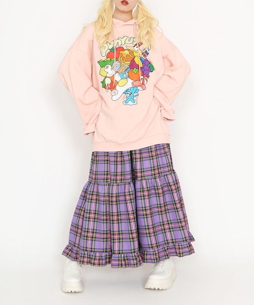 PUNYUS（プニュズ）の「10thいただきマウスビッグスウェットパーカー（パーカー・レディース・杢グレー/ピンク/グリーン・3/4）」の4枚目の写真