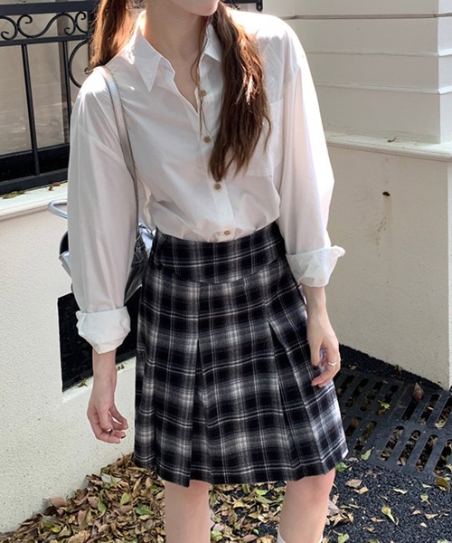 HALEY PESCA(ヘーリーペスカ)の「HALEY PESCA/ギークチェック ミディアムプリーツスカート(スカート・レディース・ブラック/ブルー/ブラウン・SMALL/MEDIUM)」の2枚目の写真