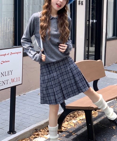HALEY PESCA(ヘーリーペスカ)の「HALEY PESCA/ギークチェック ミディアムプリーツスカート(スカート・レディース・ブラック/ブルー/ブラウン・SMALL/MEDIUM)」の22枚目の写真