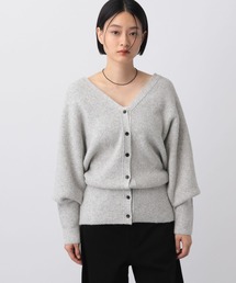 グレー Vネックカーディガン スリーフォータイム Three Four Time Vネックワイドカーディガン