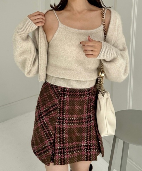 SNIDEL(スナイデル)の「ロービングチェックスカショーパン(その他パンツ・レディース・ホワイト/ブラウン/イエロー・0/1/2)」の3枚目の写真