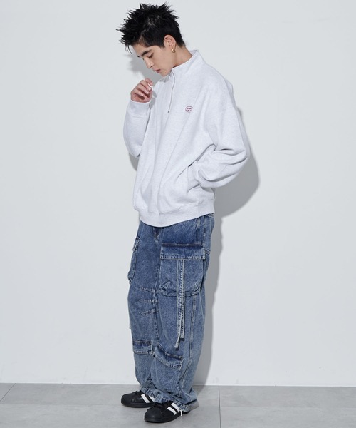 WEGO(ウィゴー)の「WEGO/ワンポイントハーフジッププルオーバー(スウェット・メンズ・ブラック/アッシュグレー/ホワイト・MEDIUM/LARGE)」の10枚目の写真