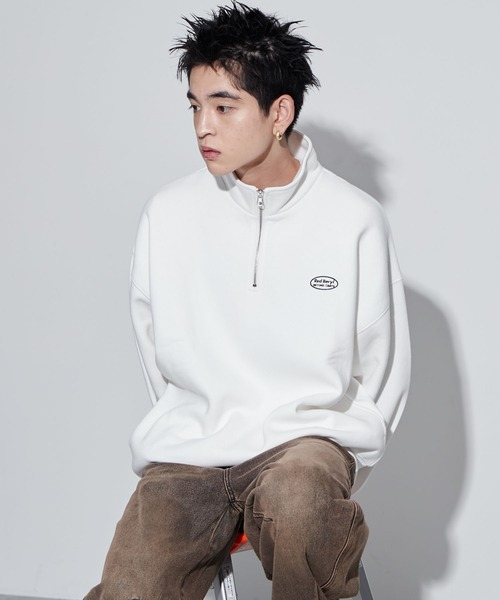 WEGO(ウィゴー)の「WEGO/ワンポイントハーフジッププルオーバー(スウェット・メンズ・ブラック/アッシュグレー/ホワイト・MEDIUM/LARGE)」の11枚目の写真