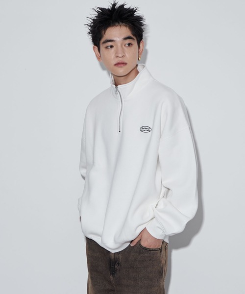 WEGO(ウィゴー)の「WEGO/ワンポイントハーフジッププルオーバー(スウェット・メンズ・ブラック/アッシュグレー/ホワイト・MEDIUM/LARGE)」の12枚目の写真