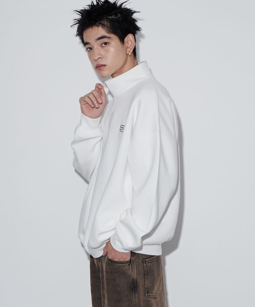 WEGO(ウィゴー)の「WEGO/ワンポイントハーフジッププルオーバー(スウェット・メンズ・ブラック/アッシュグレー/ホワイト・MEDIUM/LARGE)」の13枚目の写真